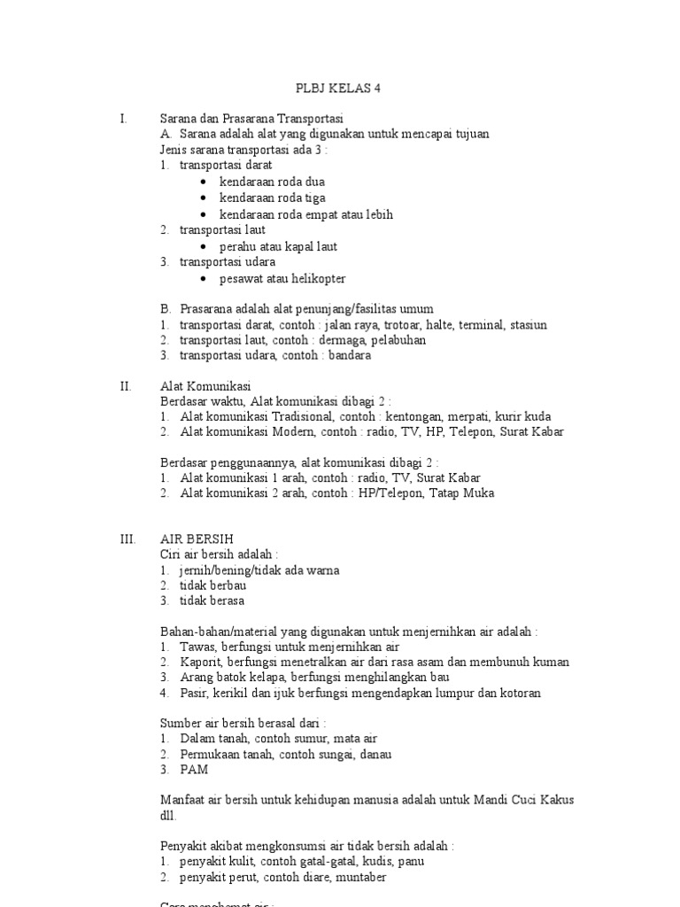 Soal Ulangan Harian Plbj Kls 4 Semester 2