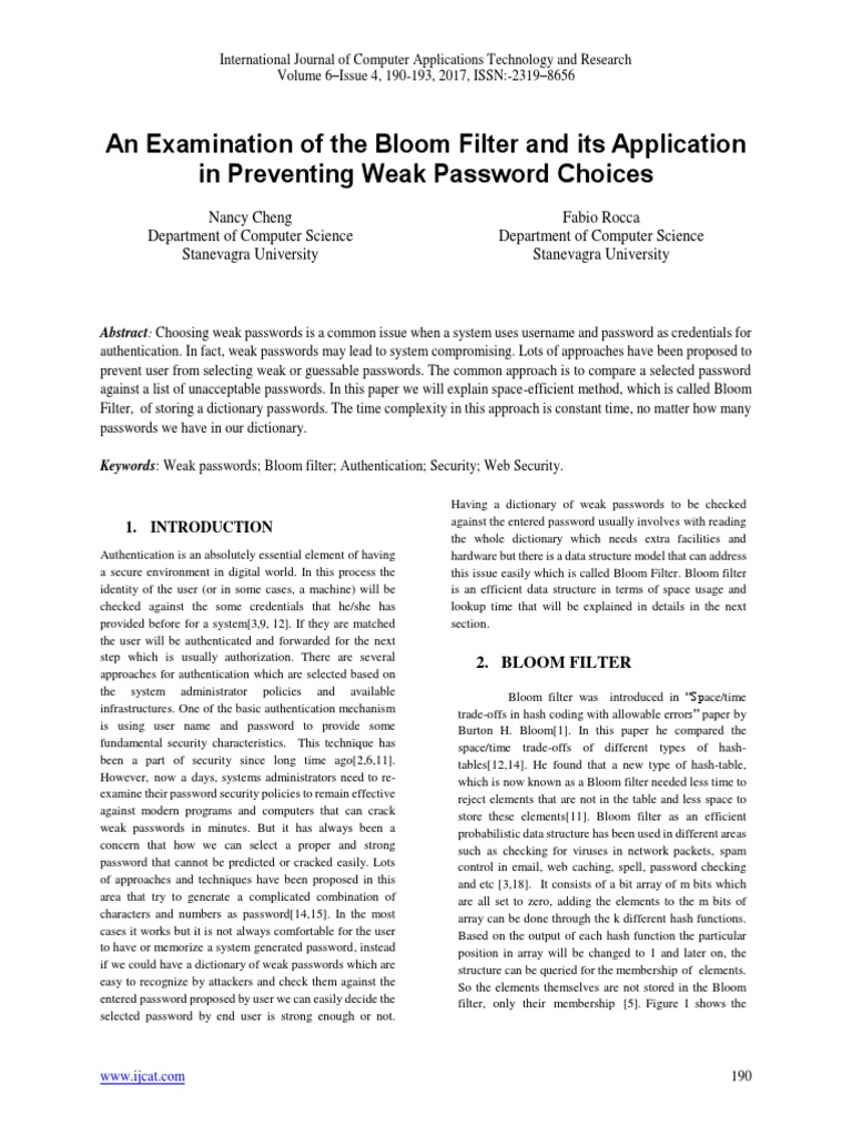 Bloom Filter for Strong Passwords | PDF | Password | Areas Of Computer ...