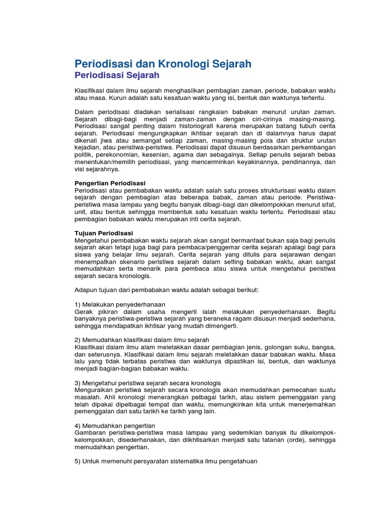 Periodisasi Dan Kronologi Sejarah 2 Pdf
