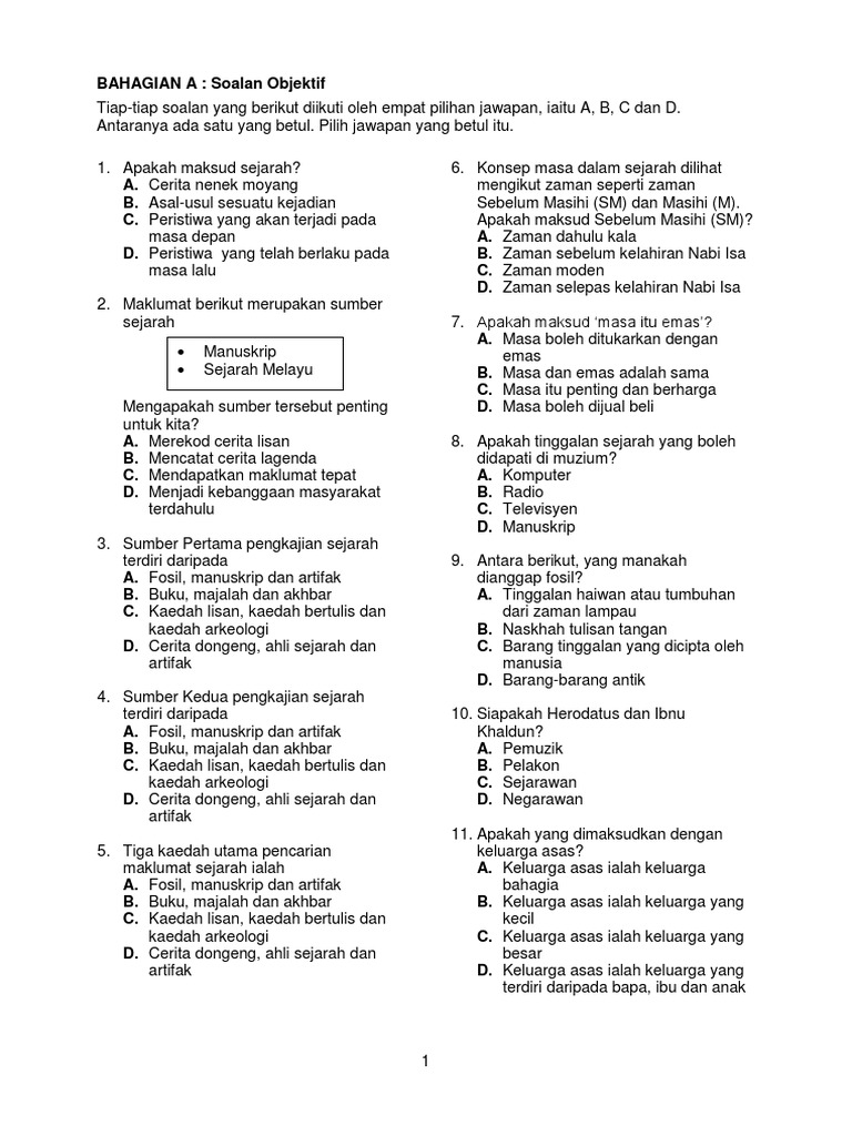 Soalan Sejarah Tahun 4 Pdf