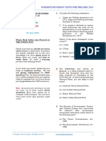 Insights Revision Tests For Prelims 2016: Questions