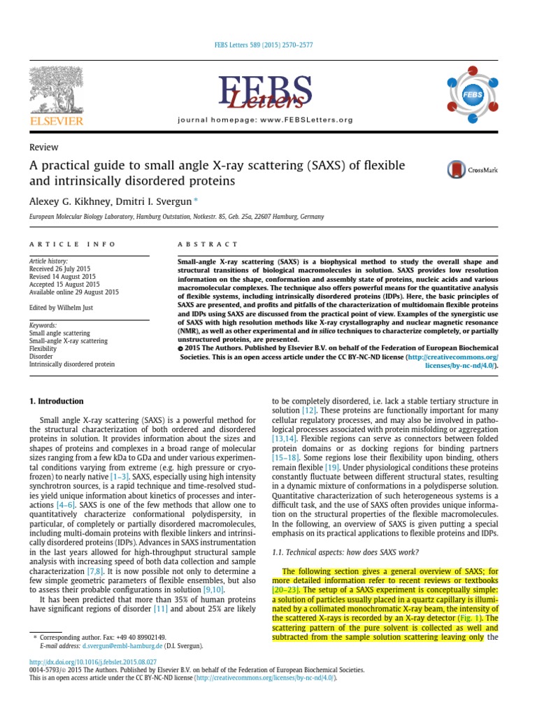 A Practical Guide To Small Angle X-Ray Scattering (SAXS) | PDF ...
