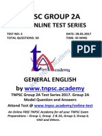 TNPSC Group 2A - Test 2 - GENERAL ENGLISH-Quenstion Only-www.tnpsc.academy