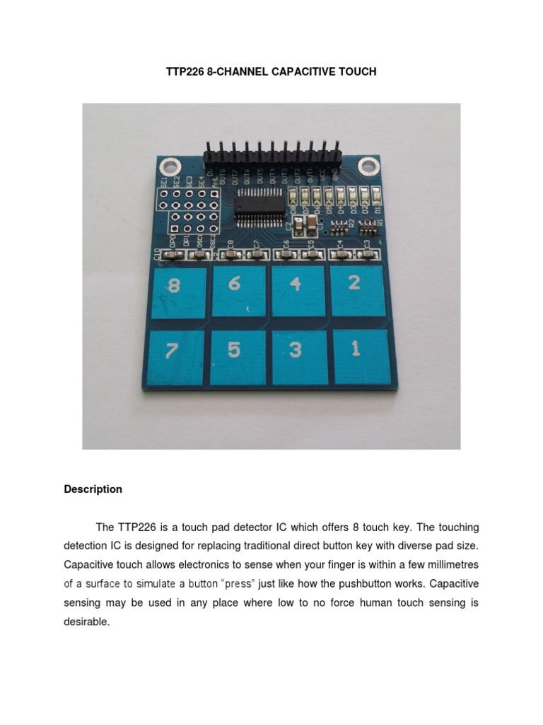 TTP226 8-Channel Touch Sensor Guide | PDF | Arduino | Computer Hardware