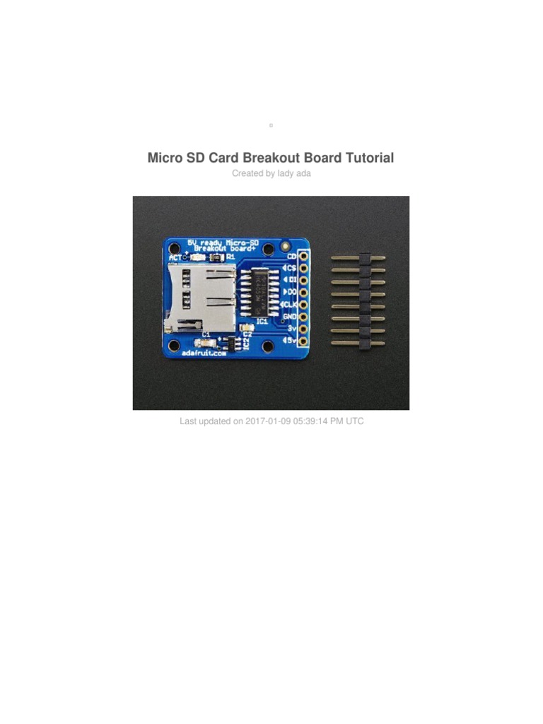 Adafruit Micro Sd Breakout Board Card Tutorial Secure Digital File