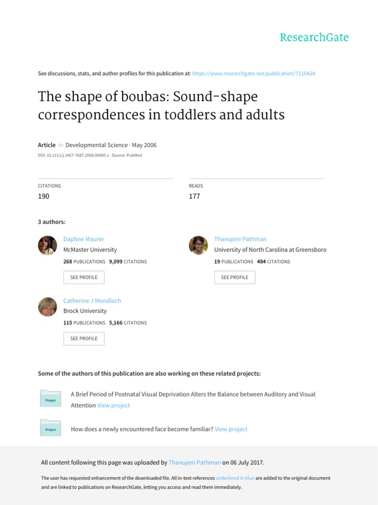 The Shape of Boubas Sound-Shape Correspondences in Toddlers and Adults ...