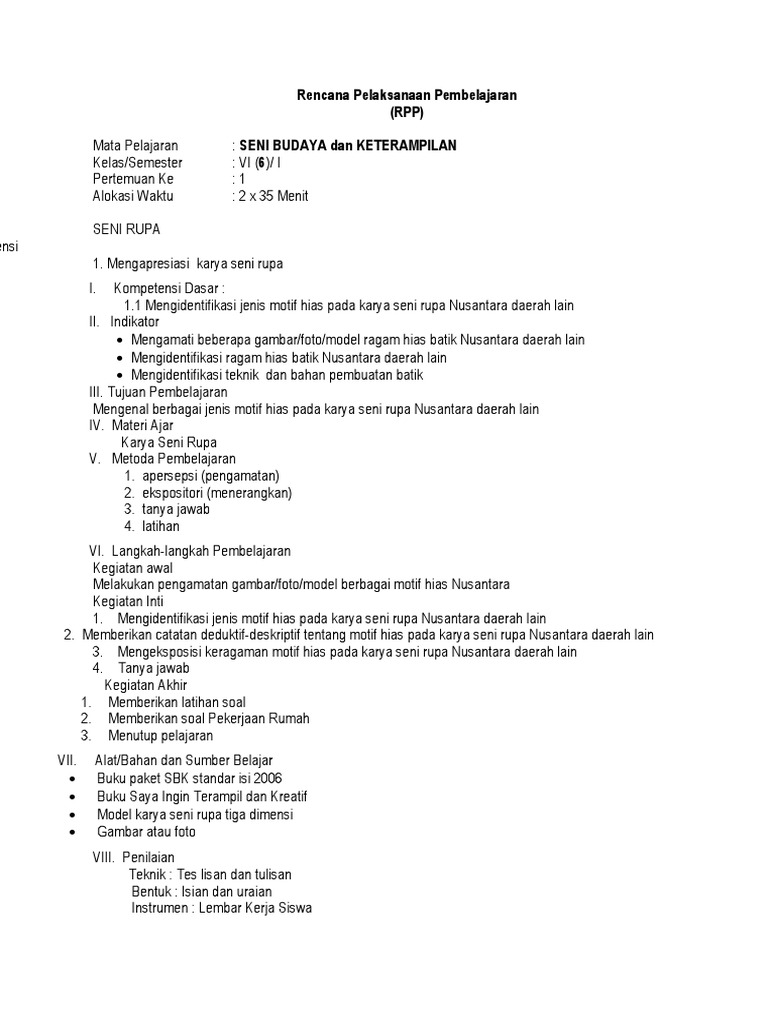 Rencana Pelaksanaan Pembelajaran