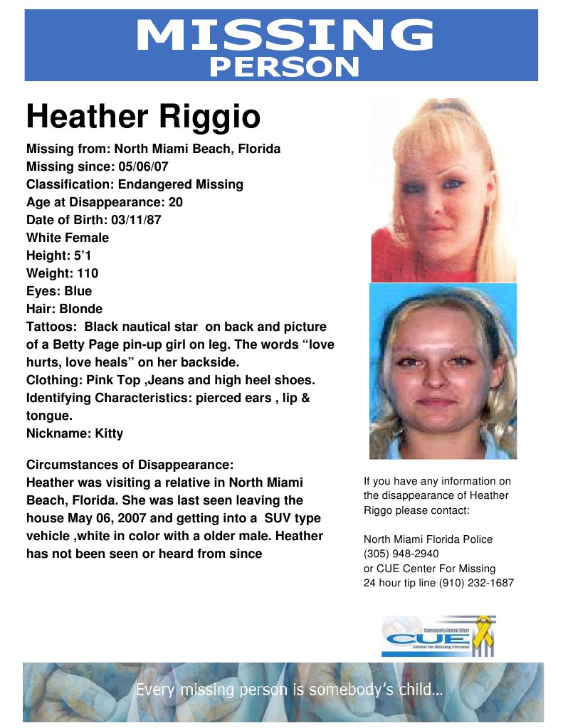 Missing Person: Heather Riggio, 2007 | PDF