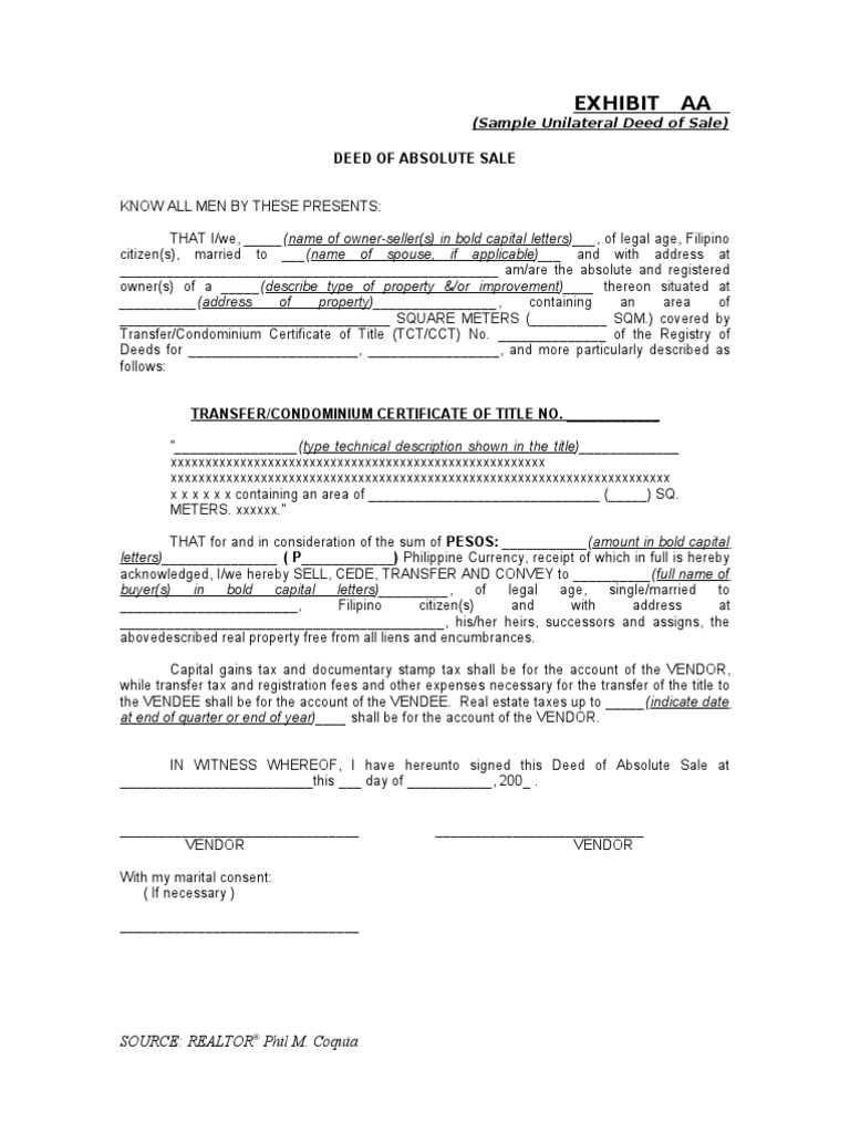 Validity of deed of absolute sale in philippines image