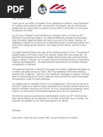 Young Americans for Freedom Letter