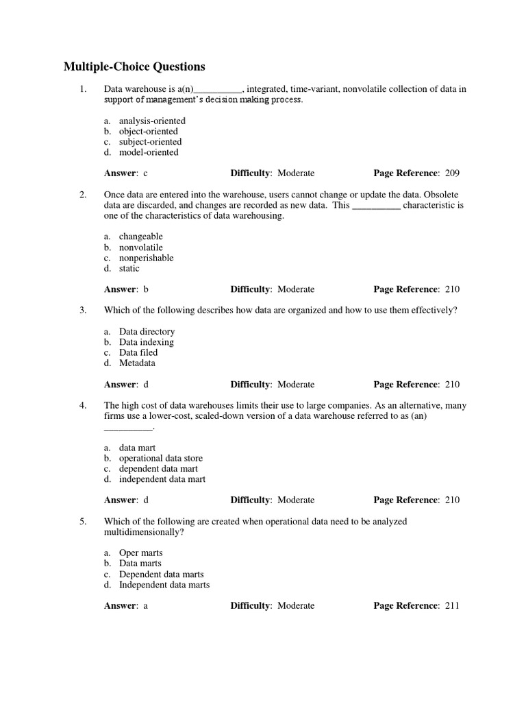 Multiple ch3 | PDF | Data Warehouse | Areas Of Computer Science