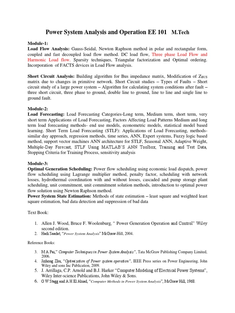 Power System Analysis and Operation-MTECH 1ST | PDF | Electric Power ...