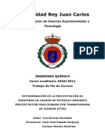 Determinación de la precipitación de parafinas en crudos de petróleo mediante espectroscopia infrarroja por transformada de Fourier (FTIR