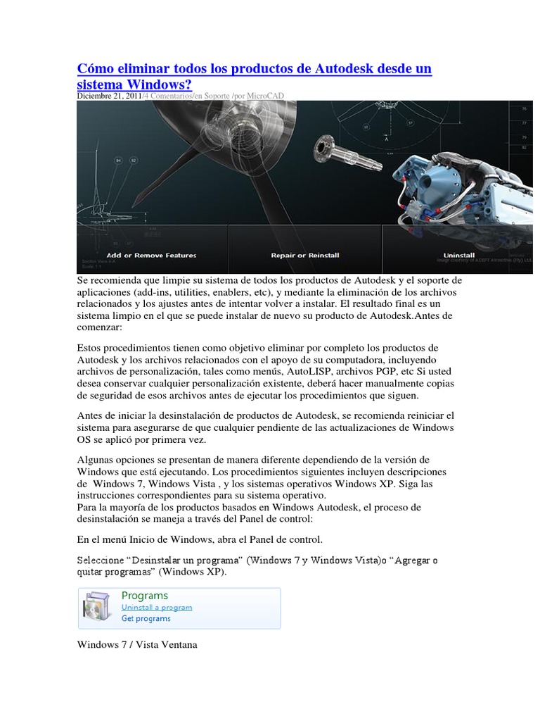 Remover Instalacion de Autocad Descargar gratis PDF Registro de
