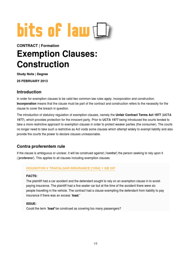 exemptionclausesconstruction.pdf Negligence Virtue
