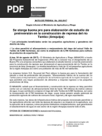 Nota- Minagri Informa de La Entrega de La Buena Pro Para Estudio de Represa Del Río Tambo