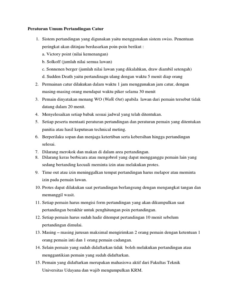 Peraturan Catur Pdf