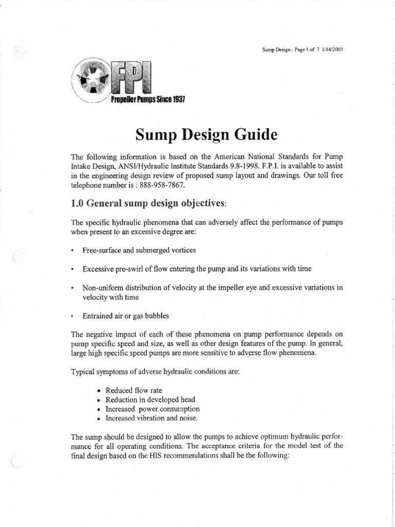 Engineering Sump Design Guide PDF | PDF