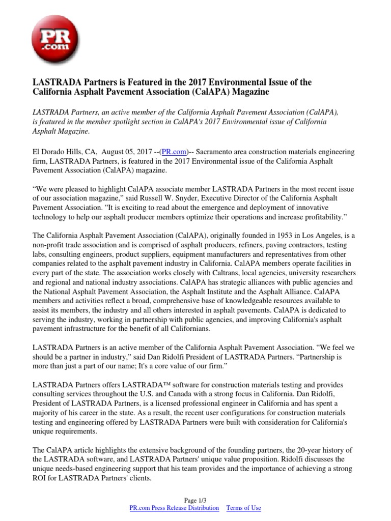 LASTRADA Partners is Featured in the 2017 Environmental ...