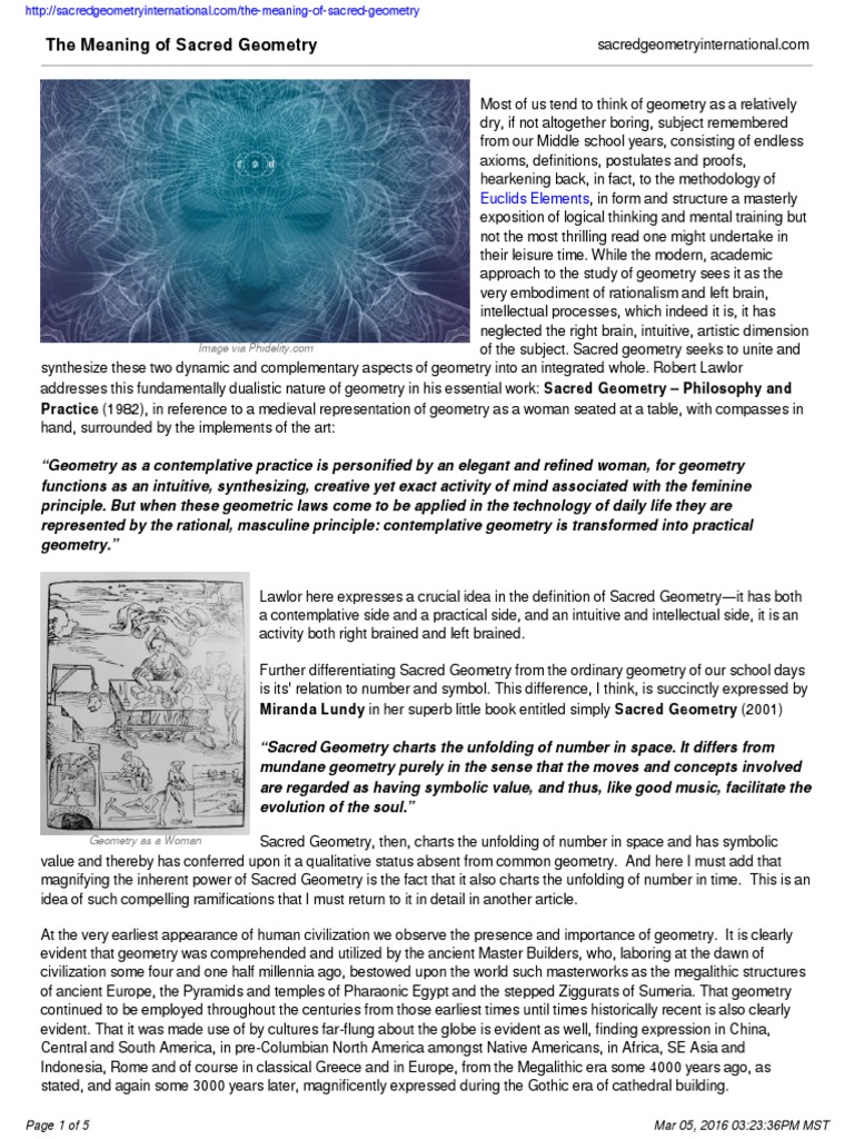 The Meaning of Sacred Geometry PDF Axiom Geometry