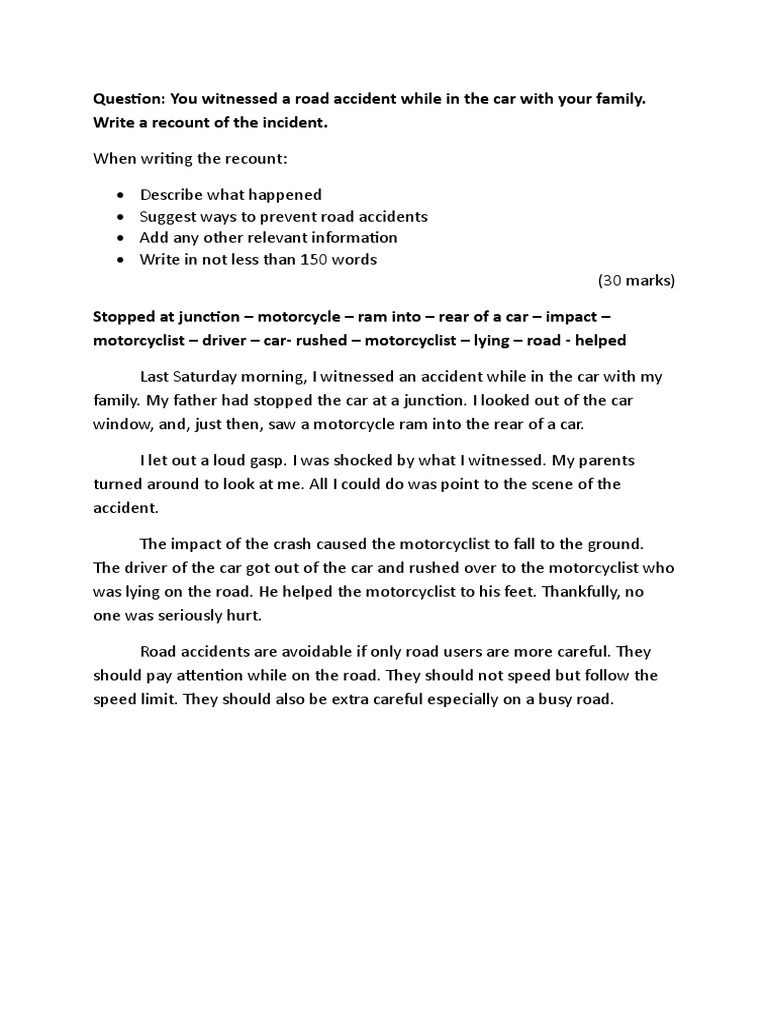 Scary incident essay 120 words image