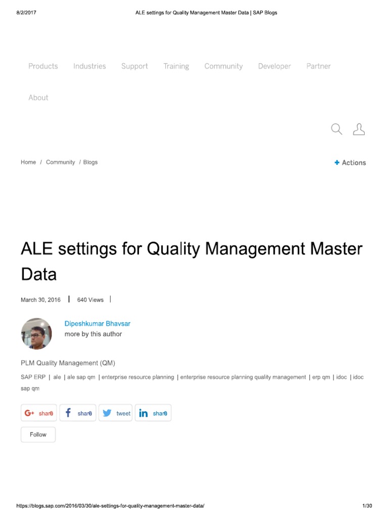 ALE Settings For Quality Management PDF