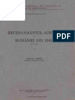 Recensămîntul Agricol Al României Din 1941. Volumul I Date Provizorii