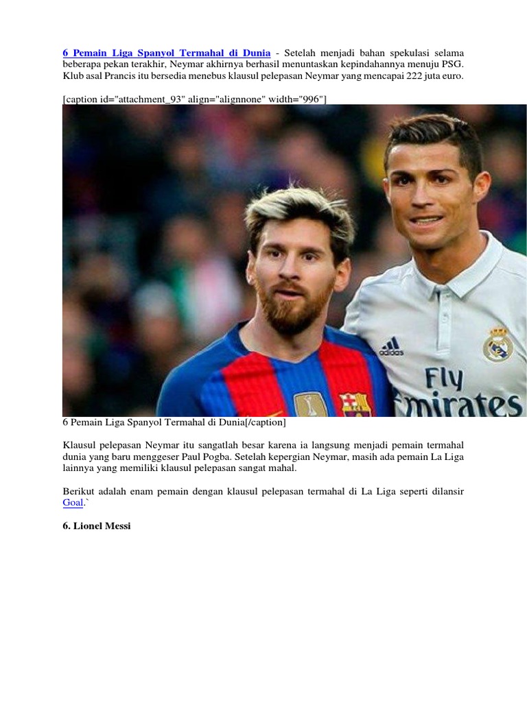 6 Pemain Liga Spanyol Termahal Di Dunia