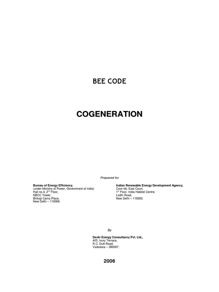Bee Code Cogeneration PDF | PDF | Cogeneration | Internal Combustion Engine