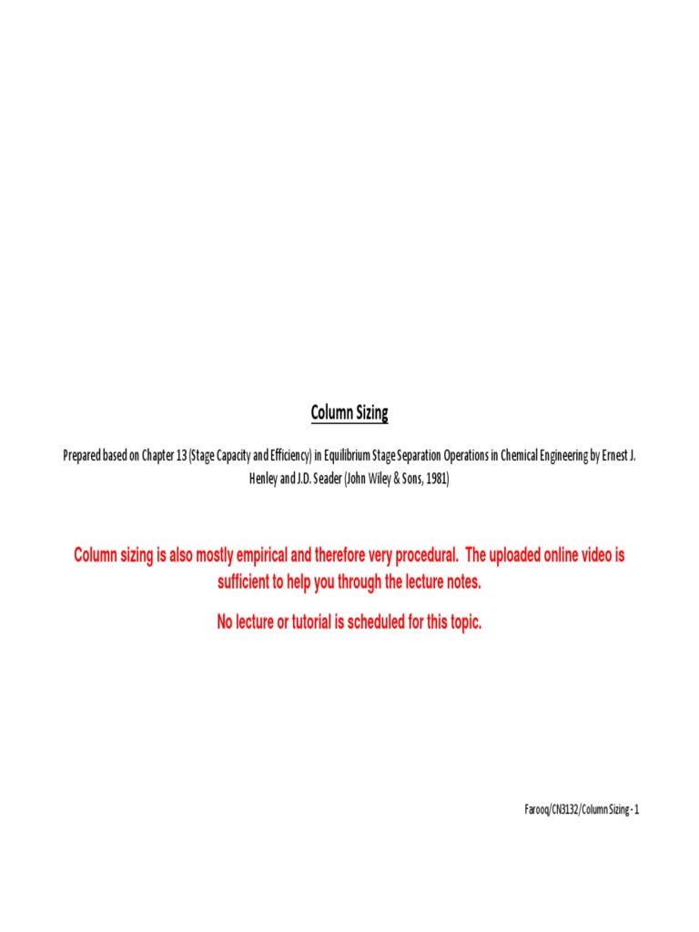 13 Lecture Note - Column Sizing | PDF | Liquids | Chemistry