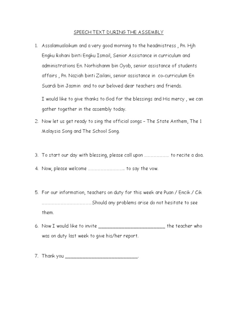 Teks Ucapan Guru Bertugas Pdf Teaching And Learning Teachers