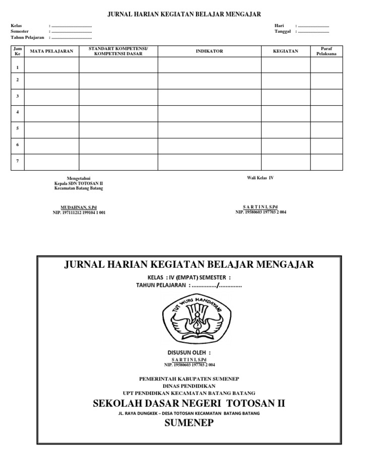 Jurnal Harian Kegiatan Belajar Mengajar Pdf