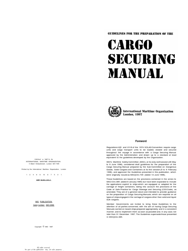 Cargo Securing Manual Cargo Transport
