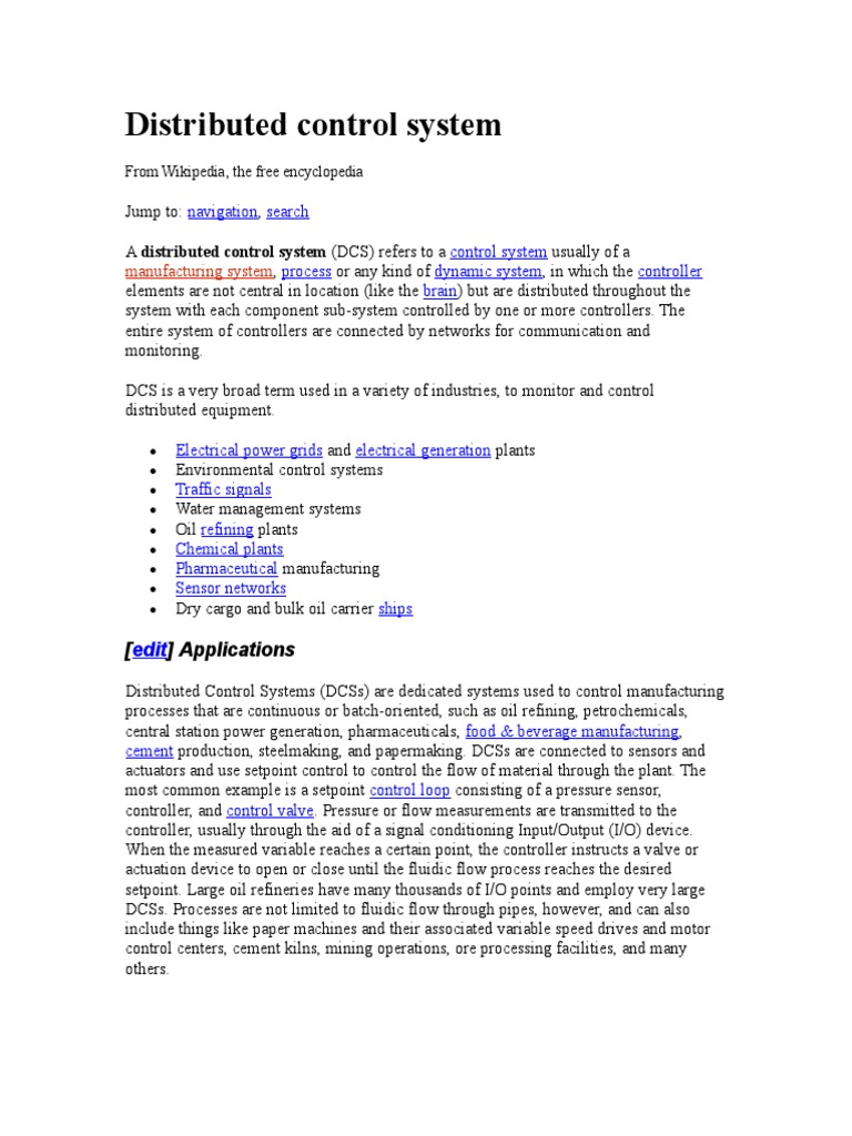 Distributed Control System | PDF | Programmable Logic Controller ...
