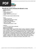 Torta Cremosa de Abacaxí e Coco