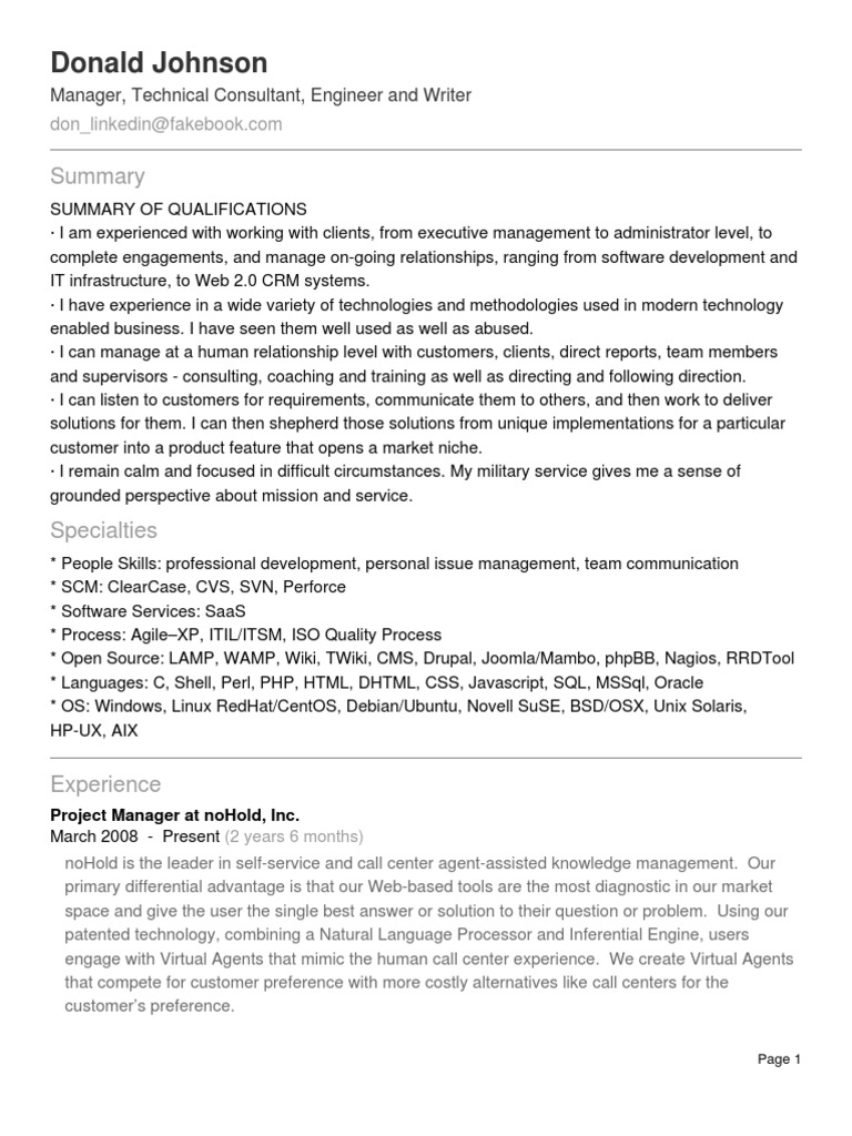 Donald Johnson: Resume | PDF | Computing | Software