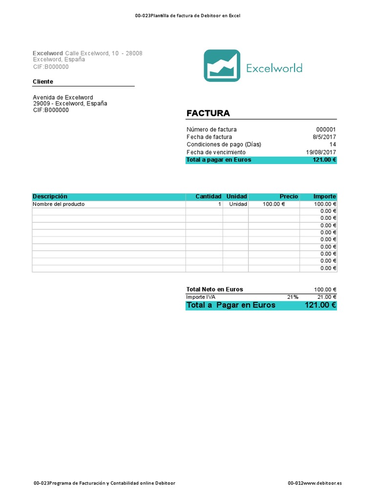 Plantilla Factura En Excelxls Negocios