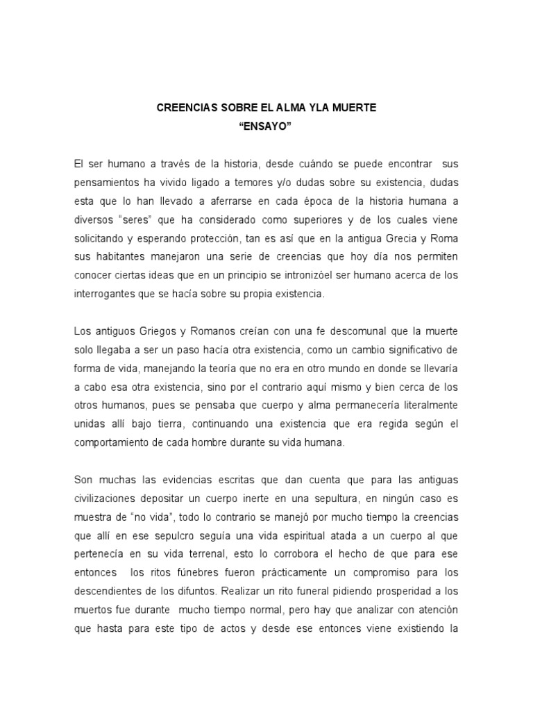 Creencias antiguas sobre el alma y la vida después de la muerte | PDF ...