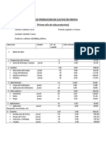 Costo de Produccion de Cultivo de Papaya