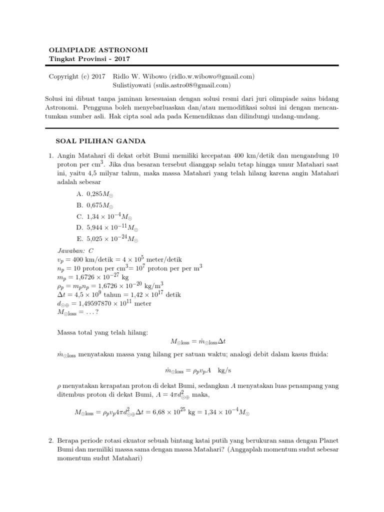 Osp Astronomi 2017 Solusi