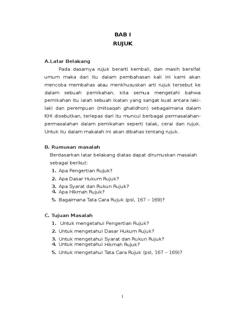 Syarat dan Tata Cara Rujuk Talak 1 | PDF