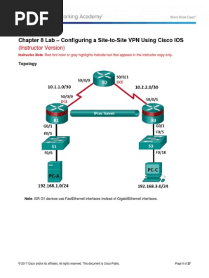 8.4 1.3 Lab Site To Site Vpn Using Cli