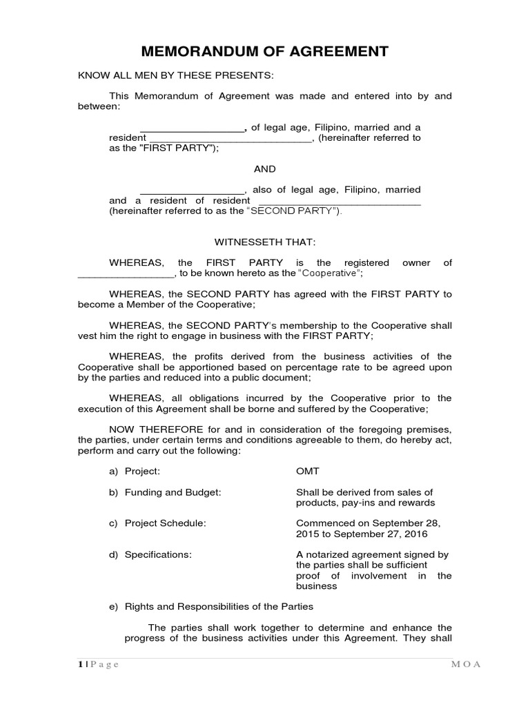 Memorandum of Agreement | PDF | Common Law | Government Information