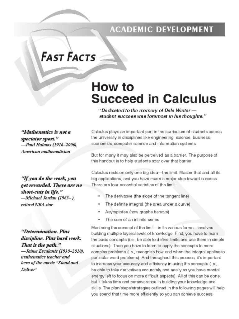 Calculus Success Guide for Students | PDF