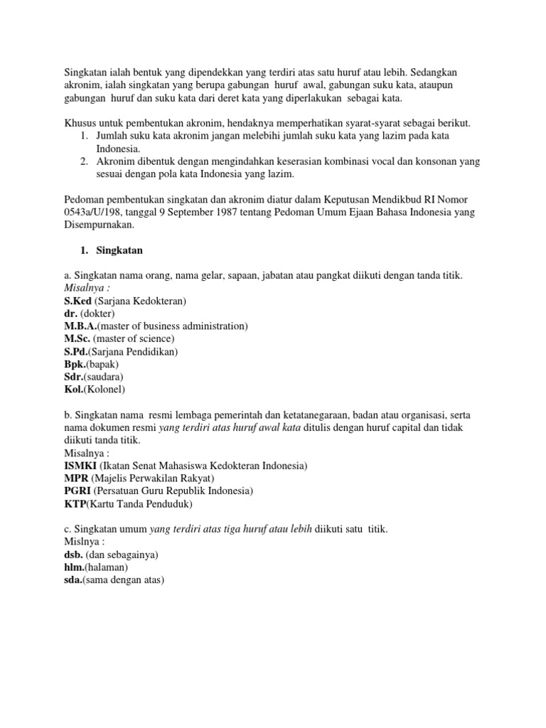 Singkatan Dan Akronim | PDF | Kajian Bahasa Asing