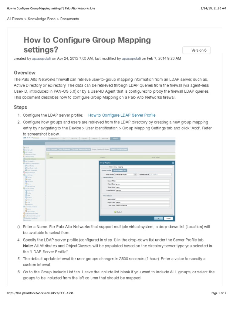 How To Configure Group Mapping Settings Palo Alto Networks Live PDF