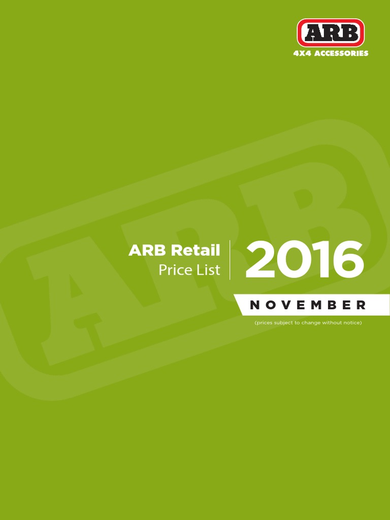ARB Price List RT20161101.1 Land Vehicles Vehicles