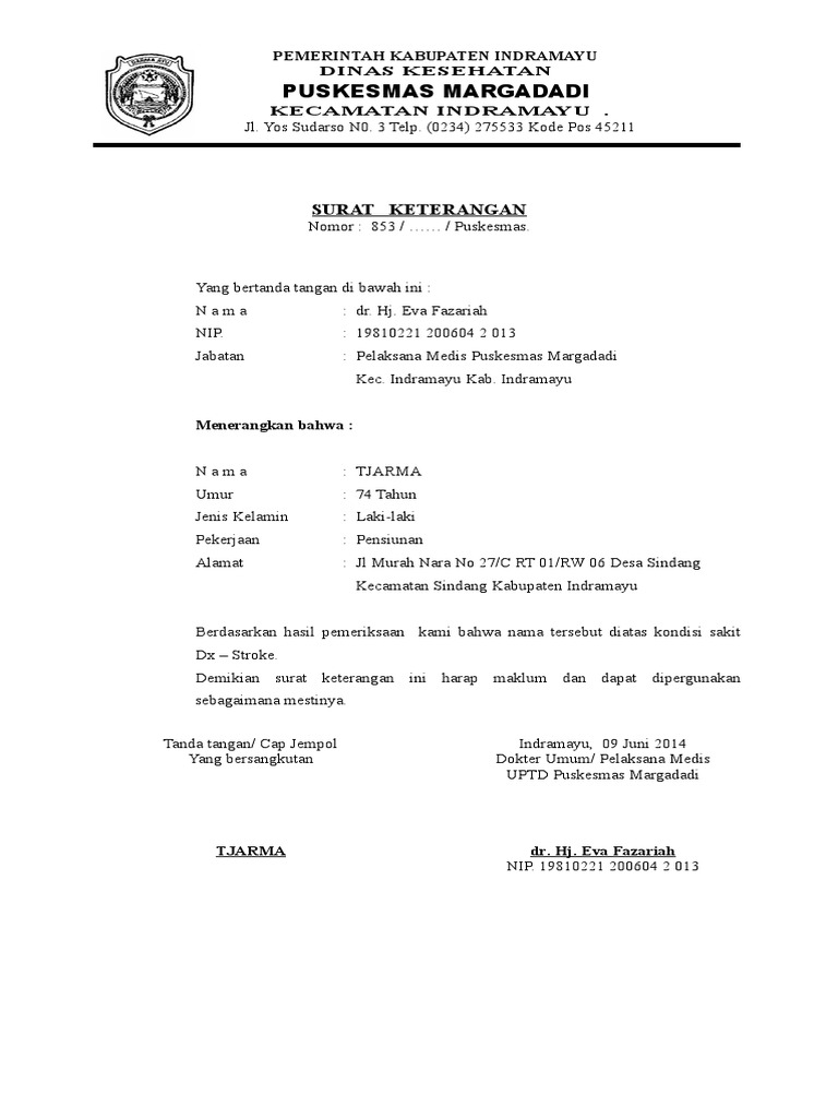Surat Ket Pensiun Sakit