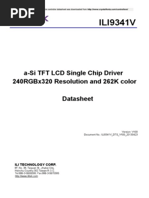 ILI9341V TFT LCD Driver Datasheet | PDF | Analogue Electronics