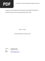 Download THE IMPORTANCE OF KNOWLEDGE MANAGEMENT INFORMATION SYSTEMS BEST PRACTICE AND COMMUNITIES OF PRACTICES by vanstonew SN35564778 doc pdf